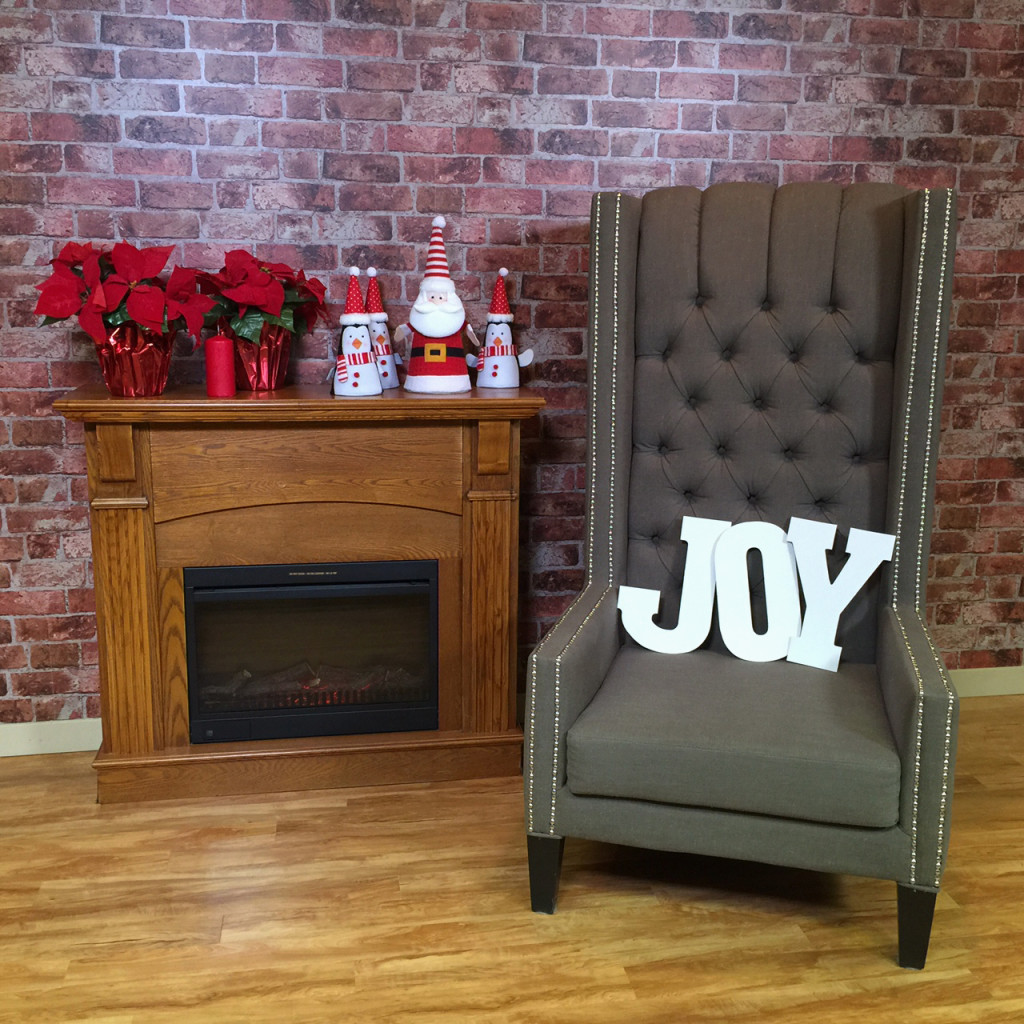 Fireplace and big chair